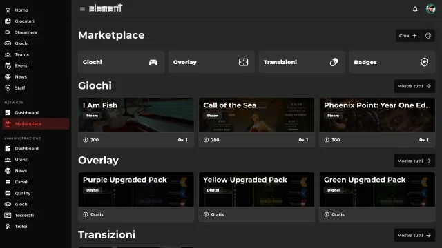 Marketplace degli streamer